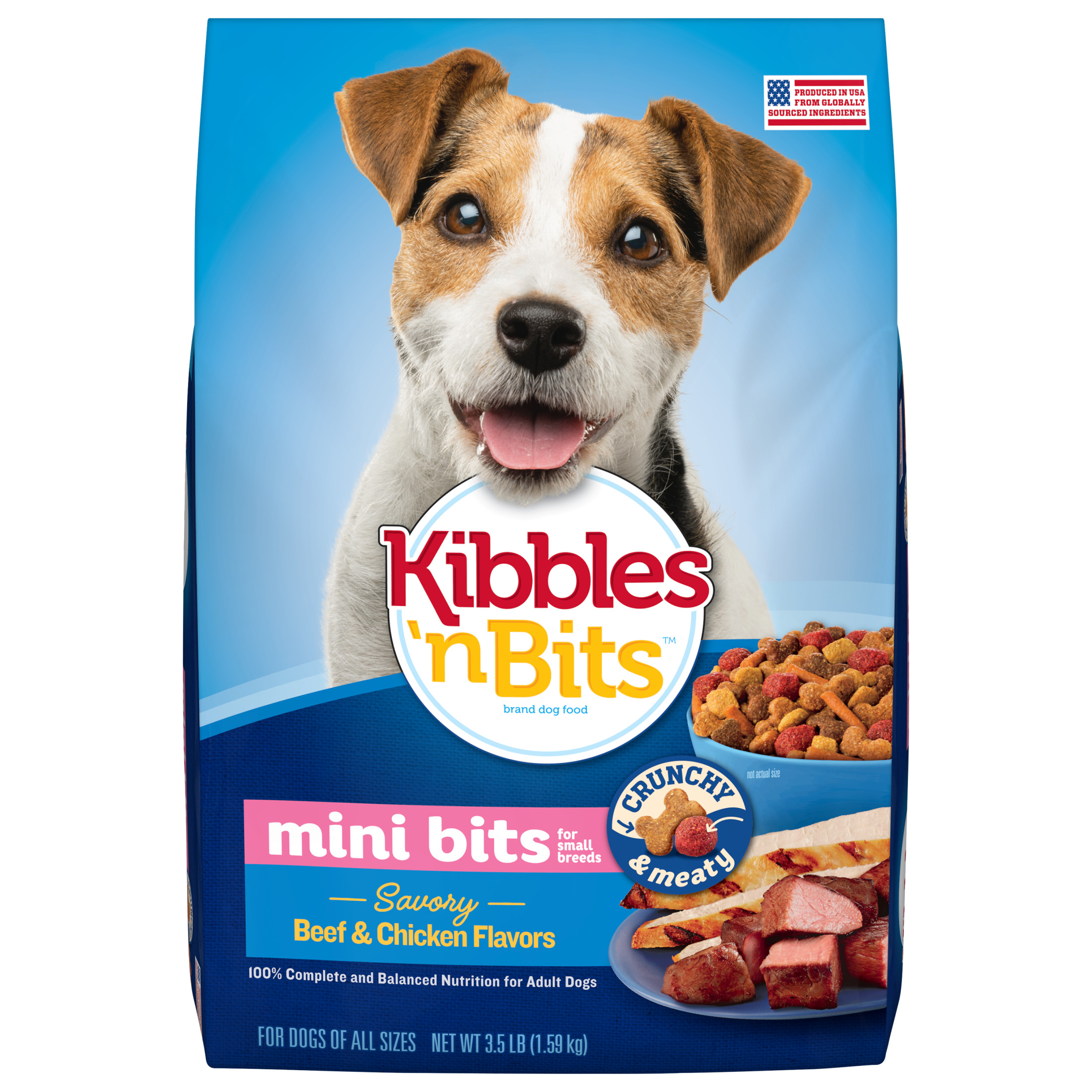 Kibbles 'n Bits Mini Bits Small Breed Dry Dog Food Savory Beef & Chicken, 3.5 lb. Bag