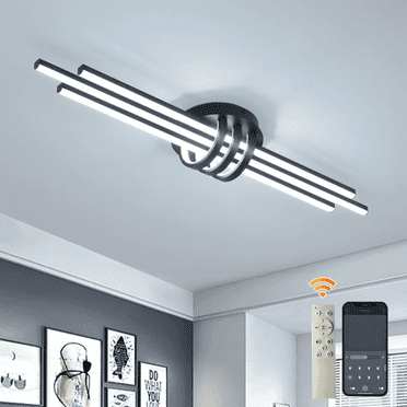 Ganeed Modern Ceiling Light with Remote, 39.97" Black Sputnik Ceiling Lamp, Dimmable LED Lighting Fixture for Dining Room, Living Room, Kitchen Island