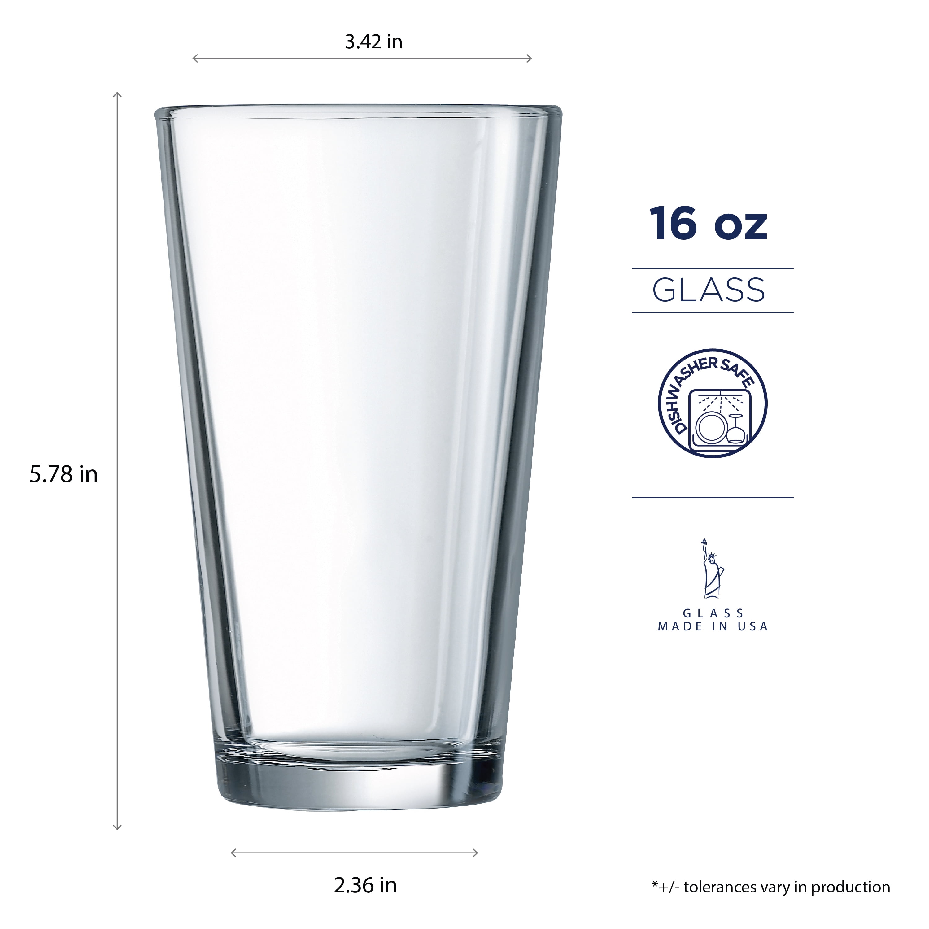 1 Pint Beer Glasses - 2 Pack – Elegant 16 oz Tall Clear Drinking Glass –  Advanced Mixology
