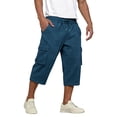 thumbnail image 2 of Dresfit Mens Cargo Shorts Big and Tall Baggy Below Knee Capri Shorts 2026 Sumemr Solid Elastic Waist Long Shorts Relax Fit Lightweight Sweatshorts Blue L, 2 of 7