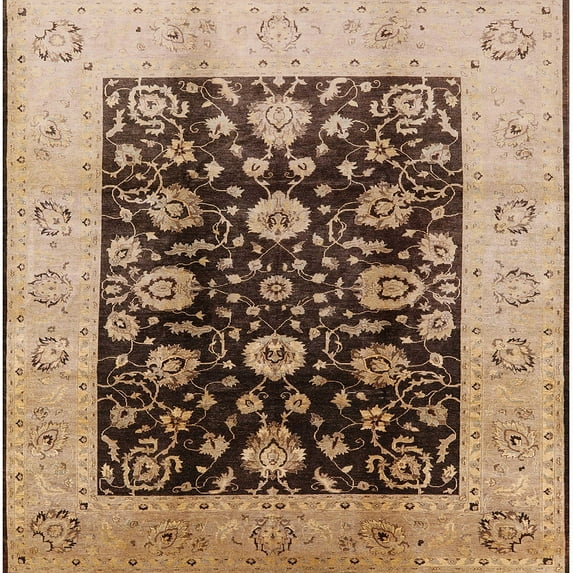 Ahgly Company Machine Washable Indoor Square Industrial Modern Sangria Brown Area Rugs, 4' Square