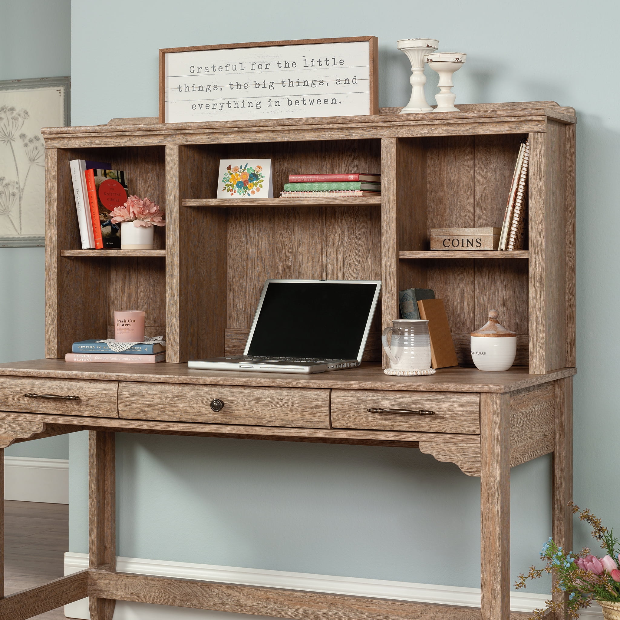 Sauder Costa Hutch, Chalked Chestnut Finish - Walmart.com
