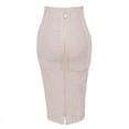 thumbnail image 6 of Women High Waist Striped Bandage Knee Length Midi Pencil Skirt Solid Color Zipper Bodycon Stretchy Slim Empire Skirt, 6 of 16