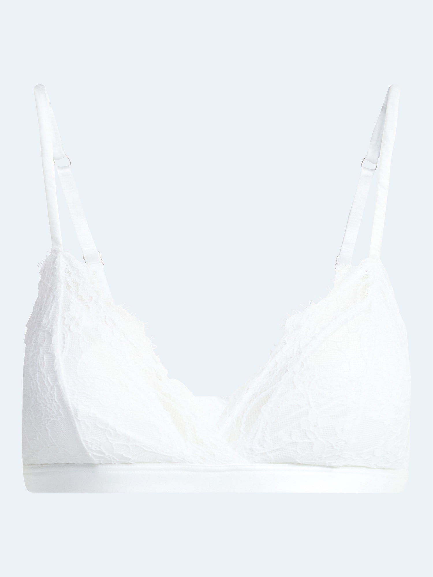 Joyspun Women's Bridal Lace and Satin Triangle Bralette, Sizes XS-XXXL