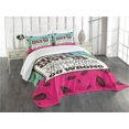 thumbnail image 3 of Ambesonne Saying Quilted Bedspread Set 3 Pcs, Frame Retro, King Size, Magenta Aqua Brown, 3 of 5