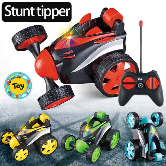 Wireless Remote Control Stunt Tipping Car, Electric Rolling RC Vehicle with Flashing LED Lights, 360° Rotating Tumbling Toy, Boys Girls Birthday Holiday Gift for Indoor Outdoor Activities
