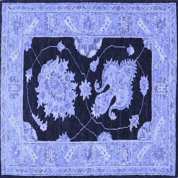 Ahgly Company Machine Washable Indoor Square Oriental Blue Traditional Area Rugs, 8' Square