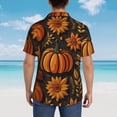 thumbnail image 4 of Sikiie Autumn Pumpkin Leaves Print Men's Hawaiian Shirt, Summer Beach Button Pocket Short Sleeve T-Shirt,Medium, 4 of 7
