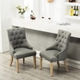 thumbnail image 2 of Grey Button Tufted Chairs with Wingback Design / Set of 2 for Dining, 2 of 4
