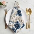 thumbnail image 2 of Navy Blue Beige Floral Cloth Napkins, Vintage Farmhouse Floral Leaves Washable and Reusable Dinner Napkins Set of 6, Table Napkin for Kitchen Party Birthday Wedding Hotel Housewarming 20"x20", 2 of 9
