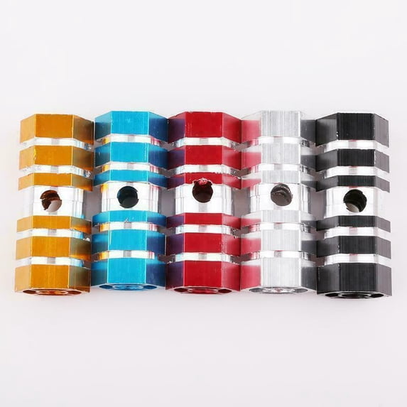 SPRING PARK 2 PCS Colorful Hexagonal Alloy Bike Stunt Foot Pegs for Bike Bicycle Fixed Axle
