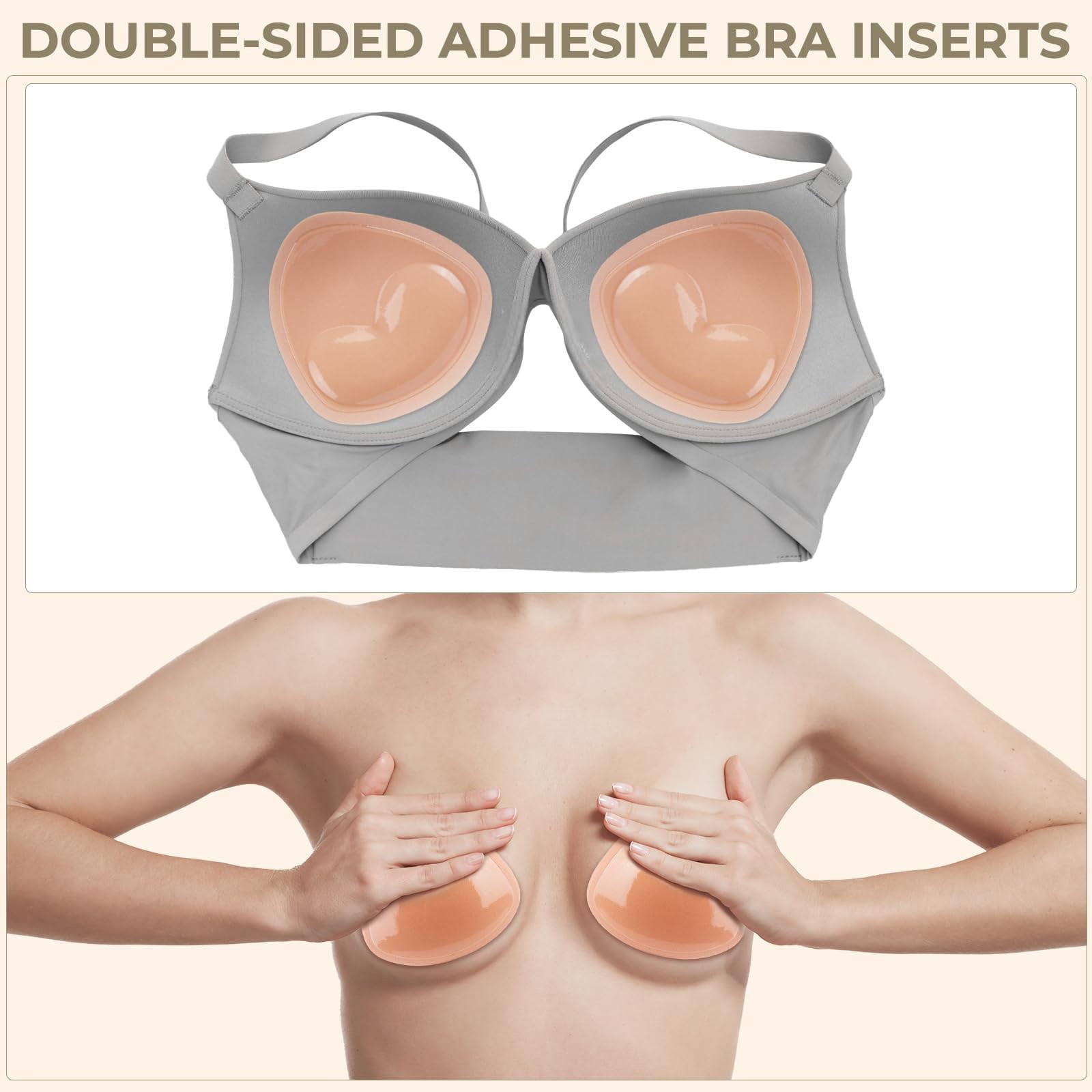 Inserts De Soutien-gorge Adhésifs Push-up En Silicone - Coussinets Auto-rembourrés Pour Petite Poitrine, Double Face - 7