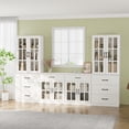 thumbnail image 2 of RichYa Kitchen Pantry Cabinet Set of 4,94" W Buffet Sideboard Coffee Bar with Glass Door Hutch,Modular Storage Cabinets with Shelves & Drawers for Dining Room,White(DEED), 2 of 10