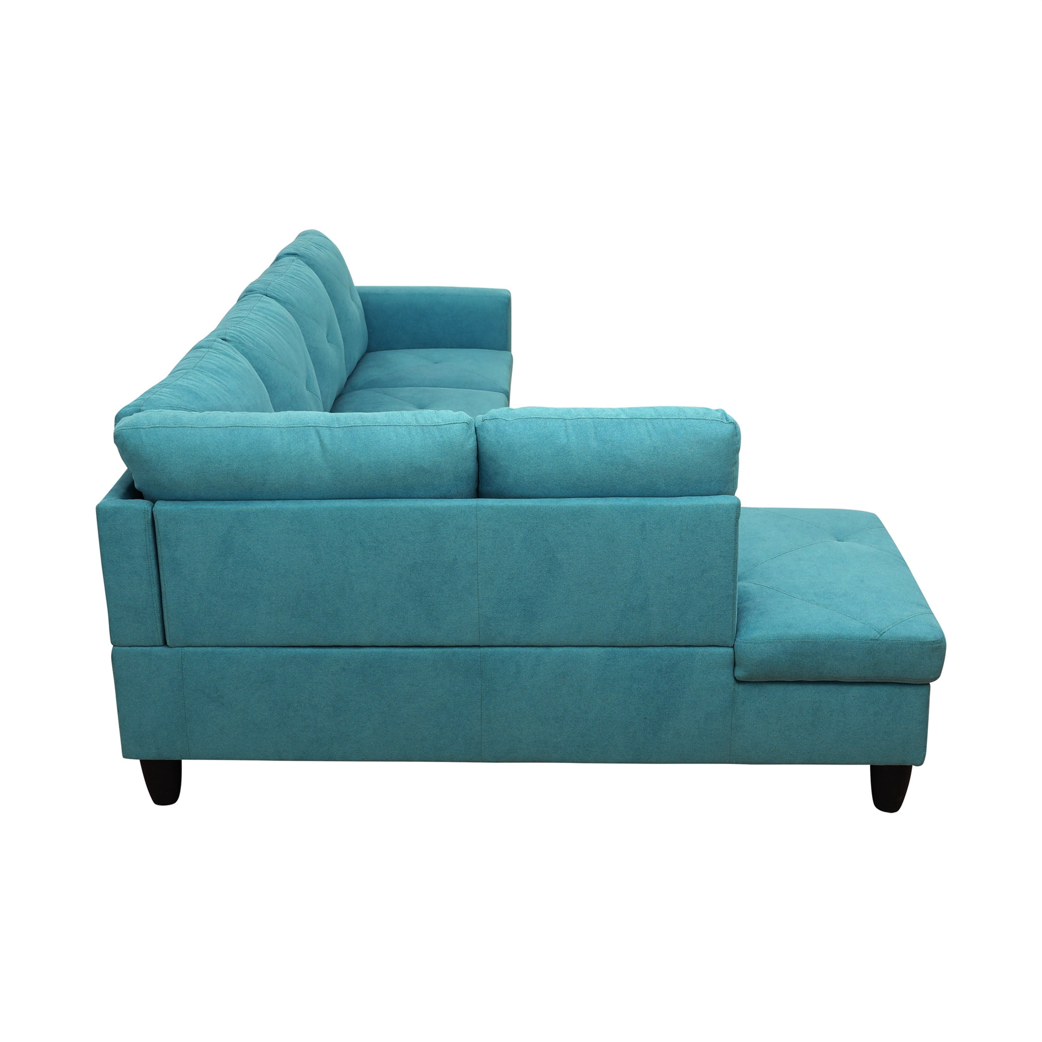 Aukfa 97" Classic Sectional Sofa 4 Seat L shape Couch for Living Room, 2Pillows, Oversized Left Chaise, Linen, Aqua Blue
