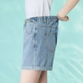 thumbnail image 5 of HaoXianJian Plus Size Womens Jean Shorts Hight Rise Stretch Denim Folded Hemes Pull On Shorts with Pockets Hot Pants Denim Shorts Nightclub Summer Beach Shorts L-5X, 5 of 6