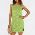 thumbnail image 2 of Sentmoon Robe Bohème Grande Taille Plage Sans Manches Col Rond Robe Maxi pour Femmes Printemps Imprimé à Pois Coupe Régulière Jolies Robes Actives pour Voyage et Vacances Vert m, 2 of 7