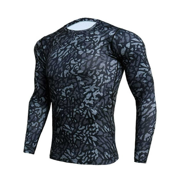 Soidarity Camisa delgada deportiva de manga larga de estilo informal de diseño Simple para hombre, camisetas estampadas de poliéster con cuello Uniforme atlético Florales L Soidarity OD028984-10