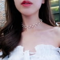 thumbnail image 4 of AYYUFE Women Pearl Choker Collar Necklace Clavicle Chain Pendant for Wedding Club, 4 of 8