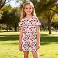 thumbnail image 3 of Kids Girls Fashion Cute Print Loose Short Sleeve Top Shorts Set Homewear Set, 3 of 8