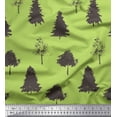 thumbnail image 1 of Soimoi Green Heavy Satin Fabric Stencil Tree Printed Fabric 1 Yard 54 Inch Wide, 1 of 3
