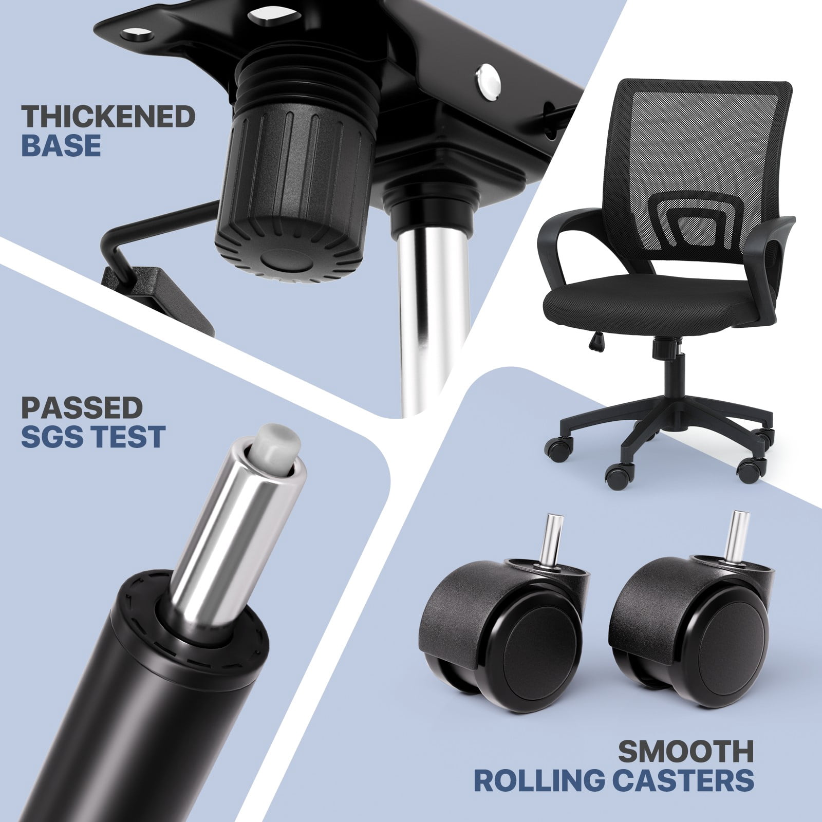 MoNiBloom Office Chair Mid Back Swivel Lumbar Support Desk Chair, Height Adjustable Ergonomic Mesh Computer Chair with Armrest, Black
