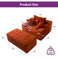 thumbnail image 5 of BYBYME Chaise Lounge Chair,No Assembly Cloud Plush Corduroy Upholstered Sofa Bed,Boneless Chaise with 3 Pillows,Cozy Sleeper Couch for Living Roomwith Ottoman,Orange, 5 of 9