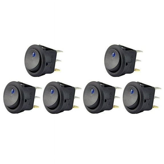 6Pc 12V 20A Rocker Toggle LED Switch Blue Light SPST On- Control for Boats Cars Racing Cars -Road Vehicles