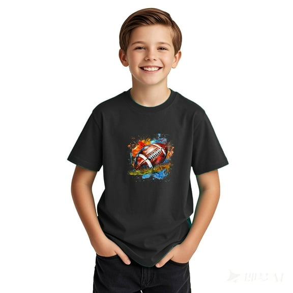 POROPL Boys Girls T Shirts Graphic Crewneck Tee with Short Sleeves,Black