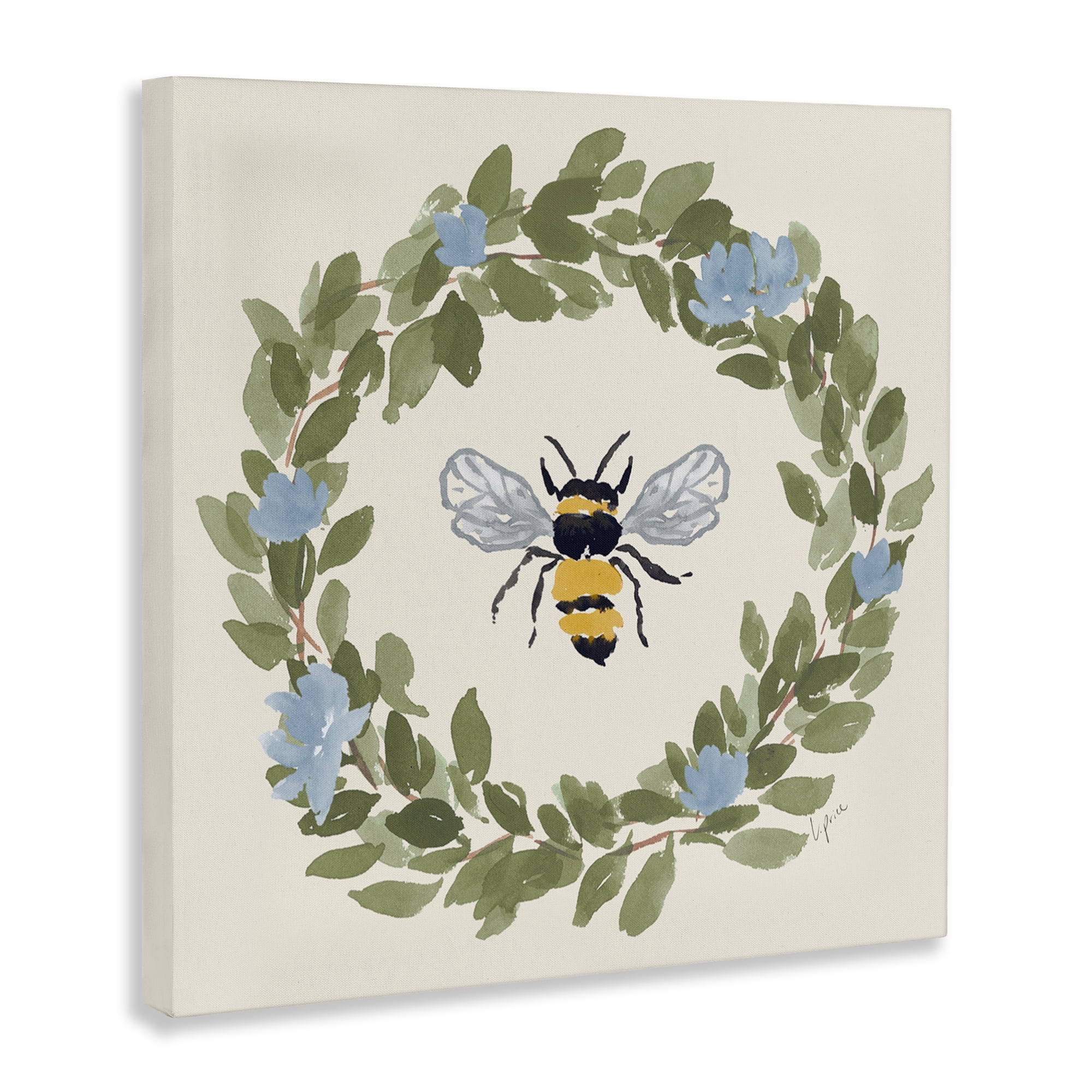 Stupell Industries Bee Celebration Wreath Canvas Wall Art, design by Lucille Price
