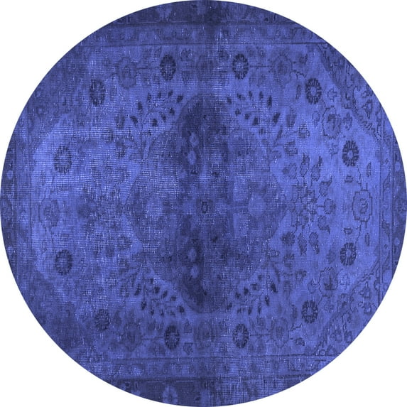 Ahgly Company Indoor Round Abstract Blue Modern Area Rugs, 6' Round