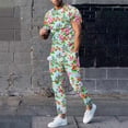 thumbnail image 1 of Ensemble de Complets pour Hommes à Imprimé Floral Moderne pour le Printemps et l'Automne avec Haut à Manches Longues à Col Rond et Bas Coordonnés Tenue Décontractée Élégante pour Hommes, 1 of 4
