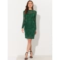 thumbnail image 4 of DARING DIVA Boat Neck Elegant Lace Party Cocktail Bodycon Dress S Dark Green, 4 of 6