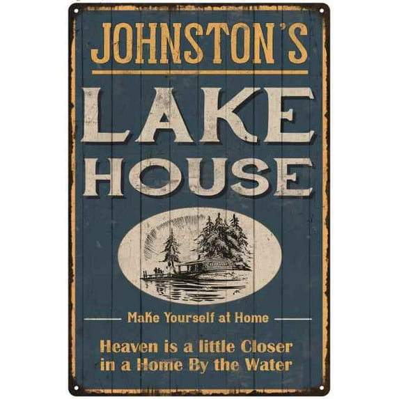 JOHNSTON'S Lake House Blue Cabin Home Decor 12 x 18 Matte Finish Metal 112180038207