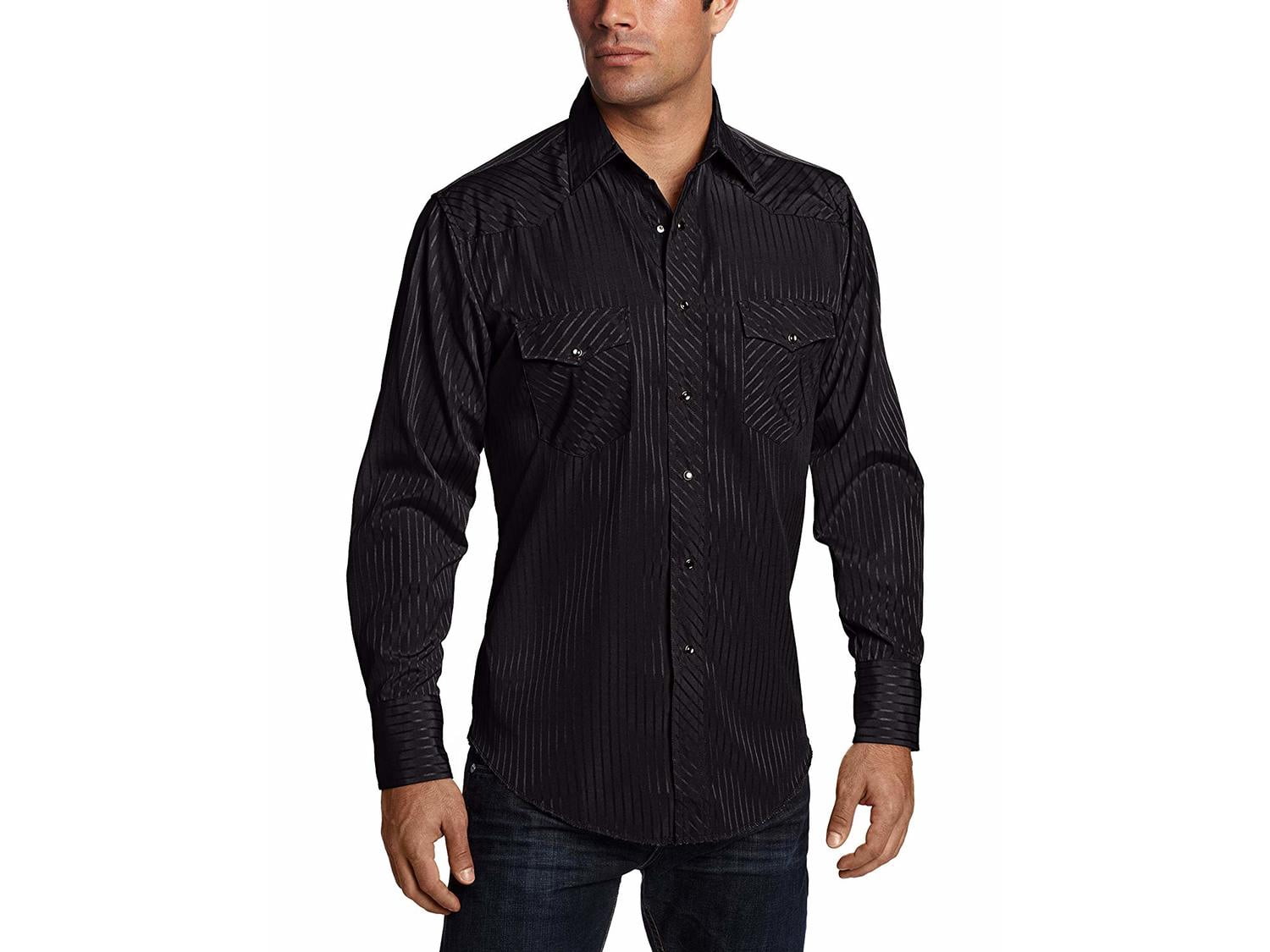 Wrangler Men's Long Sleeve Western Snap Dobby Striped Shirt