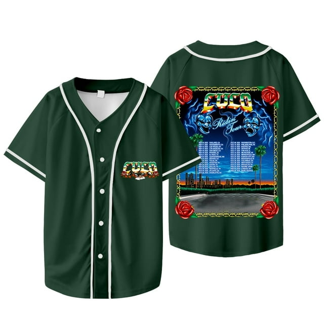 Cuco Ridin Tour 2025 Merch Baseball Jacket Tee Women Men V-neck Short Sleeve T-shirts,Style 1,XL
