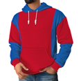 thumbnail image 2 of Men's Casual Sport Color Block Hooded Pullover Long Sleeve Hoodie for Winter Athletic Wear,Blue,L, 2 of 6
