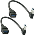 thumbnail image 1 of Cable de datos de extensión USB 3,0 macho a hembra, ángulo izquierdo, 2 uds. (20CM, 8 pulgadas), cable de conexión de datos para ratón y teclado, 1 of 5