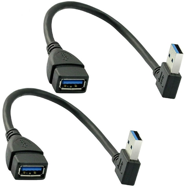 Cable de datos de extensión USB 3,0 macho a hembra, ángulo izquierdo, 2 uds. (20CM, 8 pulgadas), cable de conexión de datos para ratón y teclado