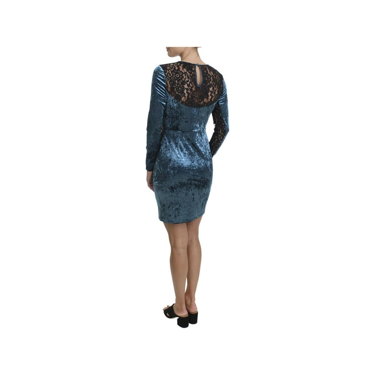 Juicy Couture Black Label Women s Velour Lace Back Mini Dress Blue