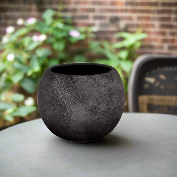 Terracotta Round Pot S Finish Antique Gray..7.5"x7.5"x6"H