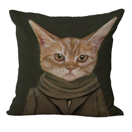 Bay Window Sofa 18 * 18 inches / 45 * 45cm Polyester Cartoon Cat Cushion Cover Decorative Sofa Car Waist Square Pillow Case Pillowcase Home Bay Window Bedside Decor ()