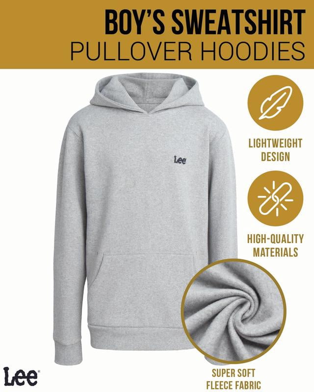 Lee Boys' Pull Over Hoodie - 3 Pack Soft and Cozy Plain Hooded Sweatshirt for Boys (Sizes: S-XL)