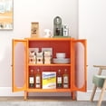 thumbnail image 4 of Small 2 Transparent Door Metal Storage Side Buffet Cabinet for Bed Room,Living Room,Entryway,Hallway,Home,Hotel,Office,Garage,Kitchen,1 Removable Shelf. (Transparent Door, Orange), 4 of 15