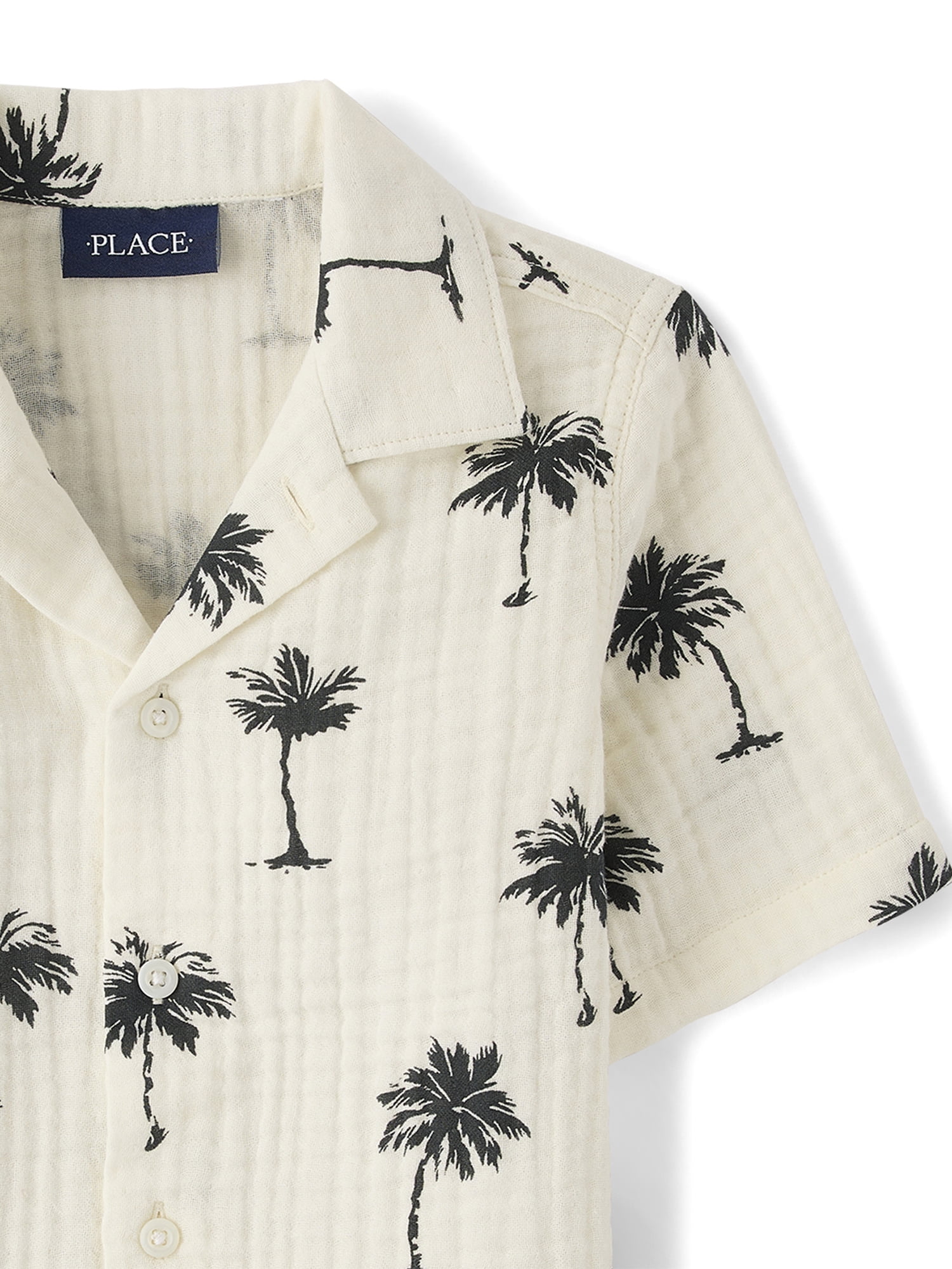 The Children's Place Boys Short Sleeve Allover Print Gauze Button Up Shirt, Sizes S-XXL