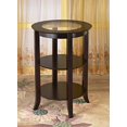 thumbnail image 2 of Frenchi Furniture Wood Round Side /Accent Table Inset Glass Two Shelves, 2 of 4