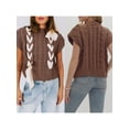thumbnail image 2 of FOCUSNORM Pull-Over Contrasté pour Femmes Col Rond Manches Courtes Débardeur pour Sortir Mode Urbaine pour Usage Quotidien, 2 of 8