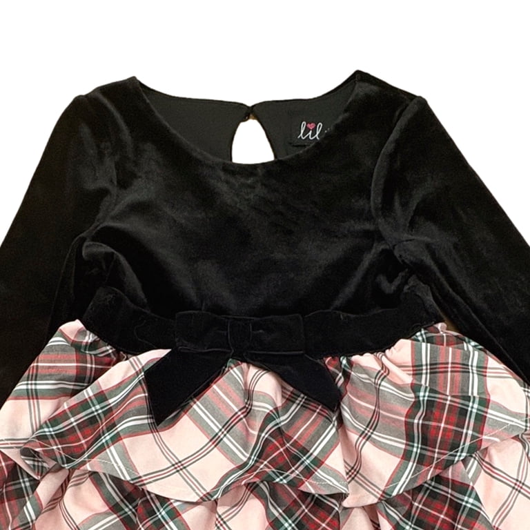 lilt christmas dresses Toddler Girls Layered Pink Plaid Ruffle Holiday Dress 2T womens burgundy ankle boots