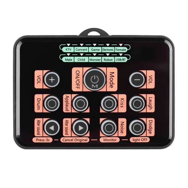Tarjeta de sonido SK5 Pro - 8 efectos de voz, 5 efectos de ambiente, conexión Bluetooth, compatible con celulares y computadoras (versión estándar negro/naranja)
(Nota: Este título en español de