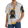 thumbnail image 3 of Easygdp Dachshund Sitting in Bathtub Men's Casual Short-sleeved Shirt with Pocket and Button Suitable for Beach Vacation Leisure - 3X-Large, 3 of 7