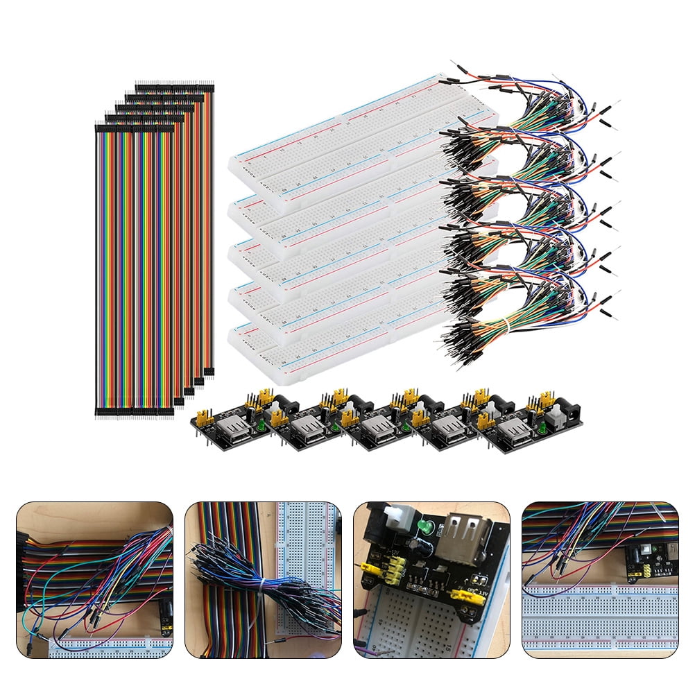 Soimiss Breadboard Power Supply Module Breadboard Jumper Wire Kit Multi Electron Portable 5Pack